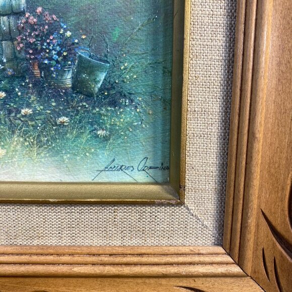 6 x 8 ANDRES ORPINAS Water Wishing Well Barn Print Wood Frame, Art Print, Vintag - Picture 4 of 10